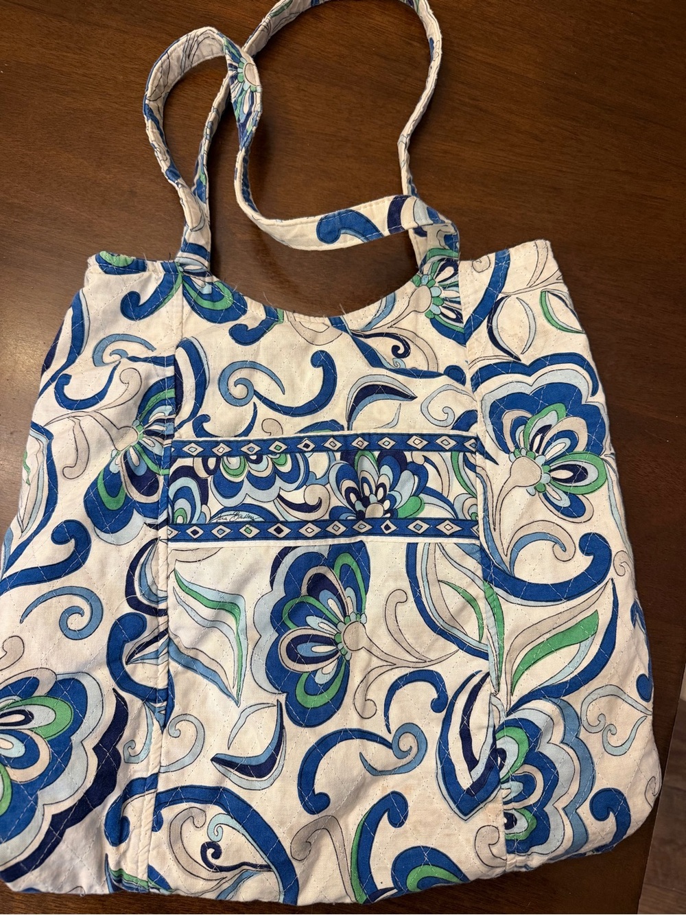 Vera Bradley Blue, Green & White Quilted Floral Tote